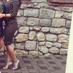 Almoust Famous Striped Bodycon Midi Dress